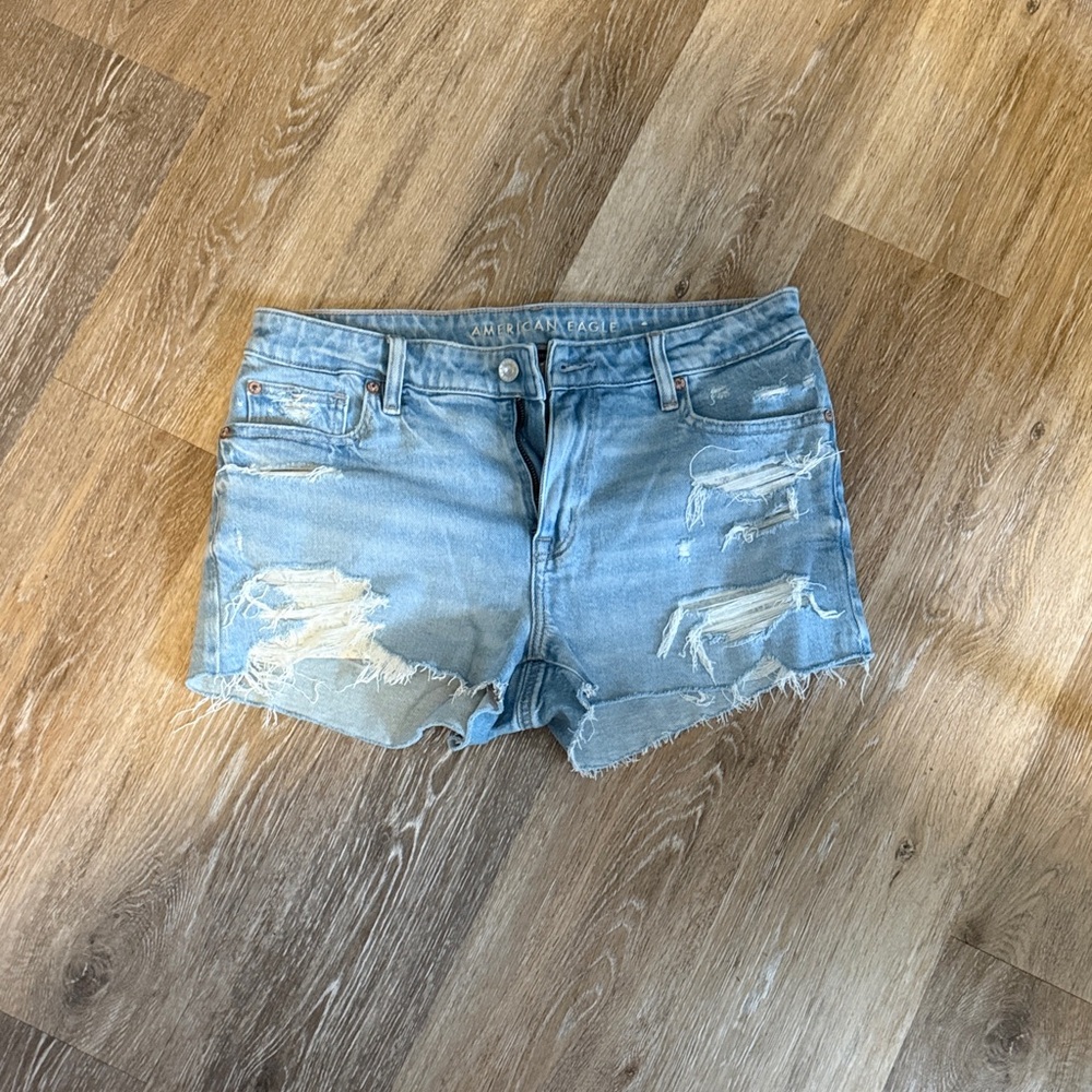 American Eagle Outfitters Light Blue Distressed Jean Shorts